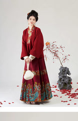 [Stellar Fire] 火离 Original Ming Dynasty Hanfu Set with Cape, Embroidered Robe & Mamian Skirt for Autumn/Winter & New Year