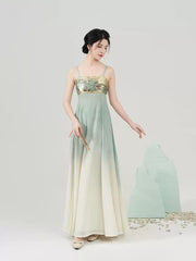 [A Journey Through Verdant Hills] 青山行 Original Hanfu-Inspired Slip Dress & Outer Shirt Set