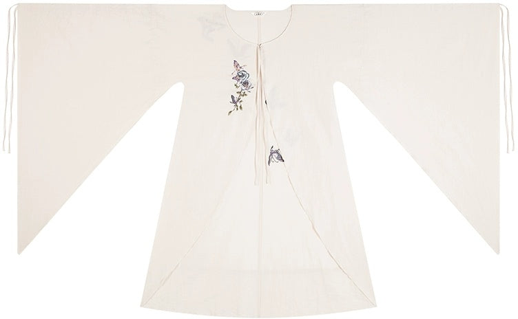 [Swallowtail Serenade] 燕尾蝶 Original Neo-Chinese Style Set with Embroidered Outer Shirt & Jacquard Slip Dress