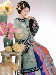 柒小乔 Original Qing Dynasty Style "Yuehua" Mamian Skirt & Embroidered Round-Neck Top - Authentic Photography Attire