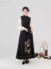 [Pomegranate Blossom Banquet] 榴花宴 Original Hanfu Inspired Sleeveless Mamian Dress & Inner Shirt Set