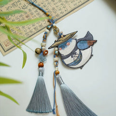 [The Swordsman Chirp] 侠客啾 Original Double-Sided Embroidery Bird Pendant & Jinbu Bag Charm