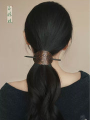 [Embossed Leather Pin] 新中式复古皮质马尾发簪 New Chinese Style Retro Leather Hairpin for Ponytails and Updos