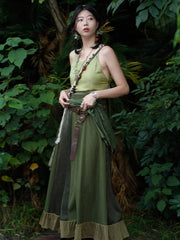 [Forest Sprite] 森灵 Original Tang Dynasty Plant-Themed Hanfu Set with Beizi Robe & Gore Skirt