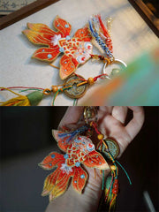 [Red Flying Fish] 云深雾浅 Red Flying Fish Embroidered Goldfish Kite Pendant for Hanfu & Bags