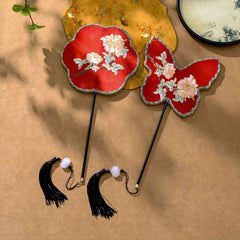 [The Cherry Orchard] 宋锦樱桃 Original Song Brocade Cherry Fan for Children & Ladies - Hanfu & Qipao Photography Prop