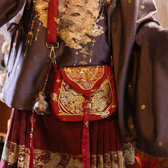 [The Dragon Scale] 龙鳞 Original Woven Gold Dragon Motif Peddler Bag for Hanfu & Daily Wear