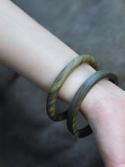 木眠「Spring Offering」 Solid Natural Sandalwood Round Bangle - New Chinese Style Jewelry Gift
