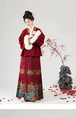 [Stellar Fire] 火离 Original Ming Dynasty Hanfu Set with Cape, Embroidered Robe & Mamian Skirt for Autumn/Winter & New Year